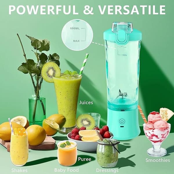 Bærbar blender for shakes og smoothies med reisekopp blå