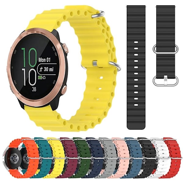 Til Garmin Forerunner 645 Music 20mm Ocean Style Silikone ensfarvet urbånd Black