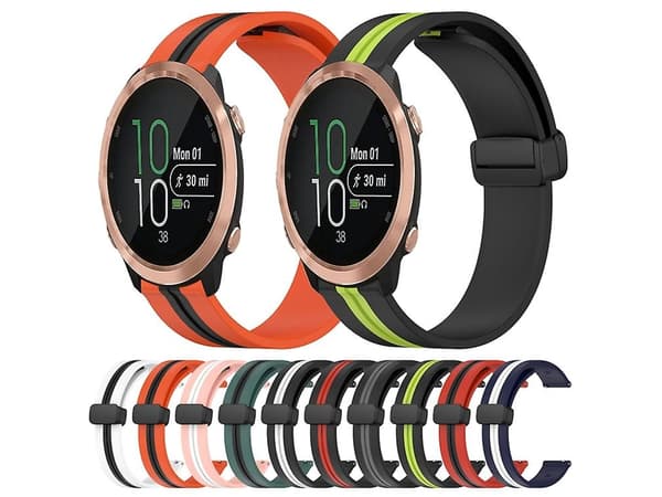 Rem för Garmin Forerunner 645 Music 20 mm Fällbart Magnetlås Silikon Armband Orange-Svart