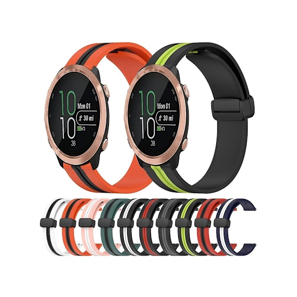 Rem för Garmin Forerunner 645 Music 20 mm Fällbart Magnetlås Silikon Armband Vit-Svart