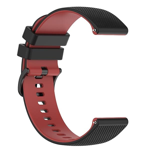 Til Garmin Forerunner 55 20mm ternet tofarvet silikoneurrem Black-Red