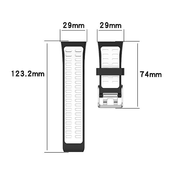 For Polar V800 Gps Smart Watch Tofarget stålspenneklokkebånd Black-White