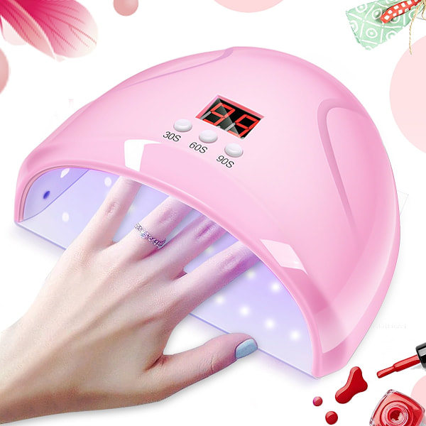 Negldørker 48W UV LED Neglelampe Med Autosensor Bærbar UV Lampe For Gel Lakk Rosa