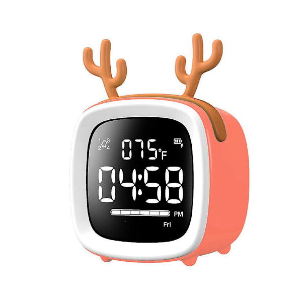Digital vekkerklokke for barn Vekkereklokke for soverom med nattlys Berøringskontroll Kalender Temperatur Orange