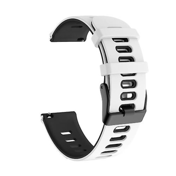 22 mm for Garmin Vivoactive 4 / Venu 2 Universal tofarget silikonklokkebånd White Black