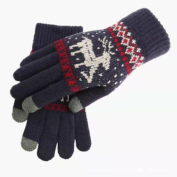 Varma Fawn Handskar Dam Touch Screen Handskar Vinter Utomhus Vantar Julklappar Dark Blue