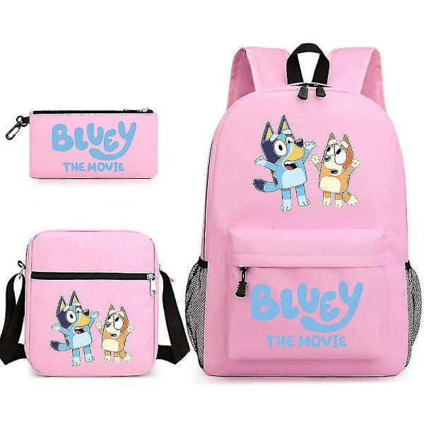 Bluey Tredelad skolväska ryggsäck Pink 4