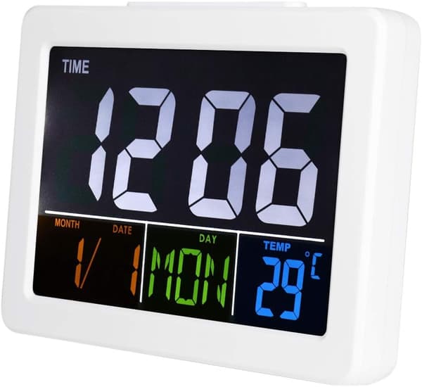 Väckarklocka Skrivbordsklocka Display Sovrum Skrivbord Väckarklocka Bärbar LCD Kalenderklocka Stor Skärm
