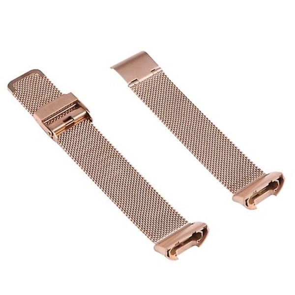 For Fitbit Charge 4 Double Insurance Buckle Milanese Watch Band Rose Gold