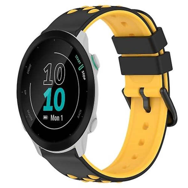 For Garmin Forerunner 55 20 mm tofarget porøs silikonklokkerem Black-Yellow