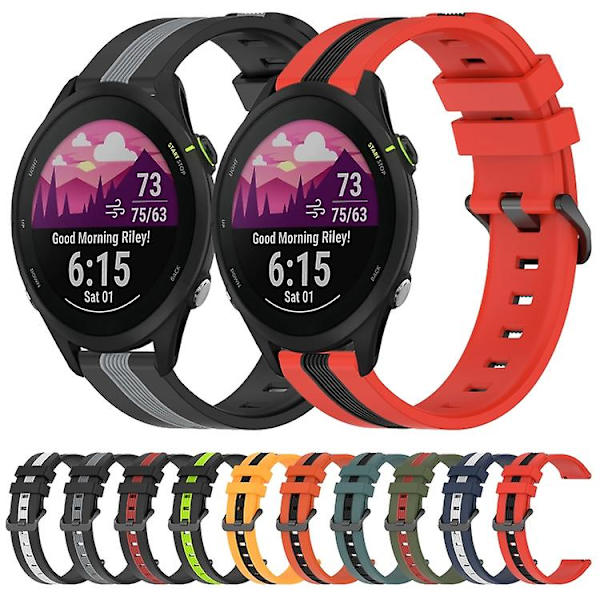 Til Garmin Forerunner 255 22mm lodret tofarvet silikoneurrem Black-Red