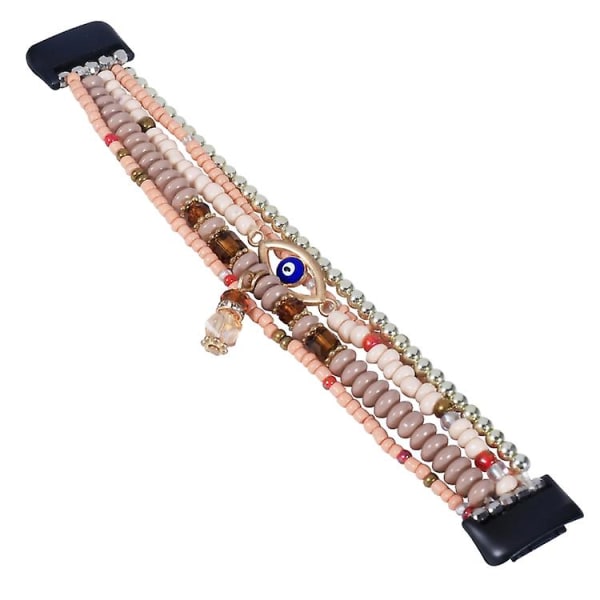 För Fitbit Charge 5 Eye Bead Chain Watch Band Light Coffee