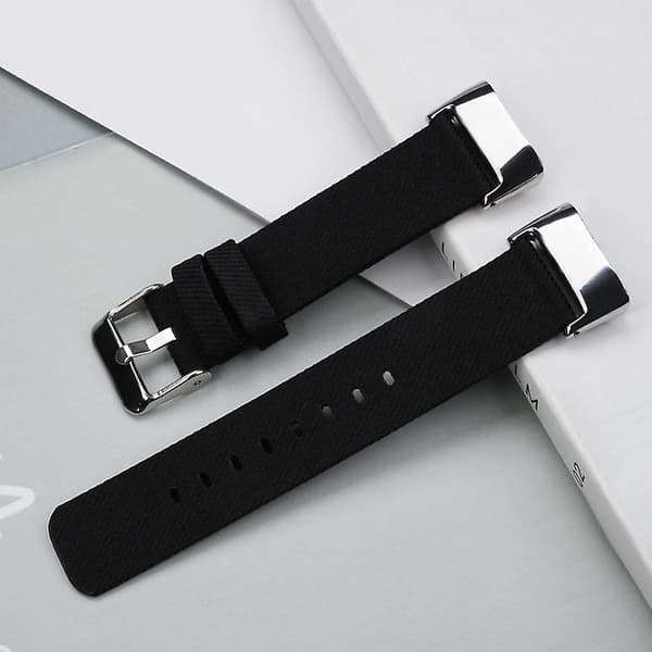 Til Fitbit Charge 5 Nylon Canvas urrem Black