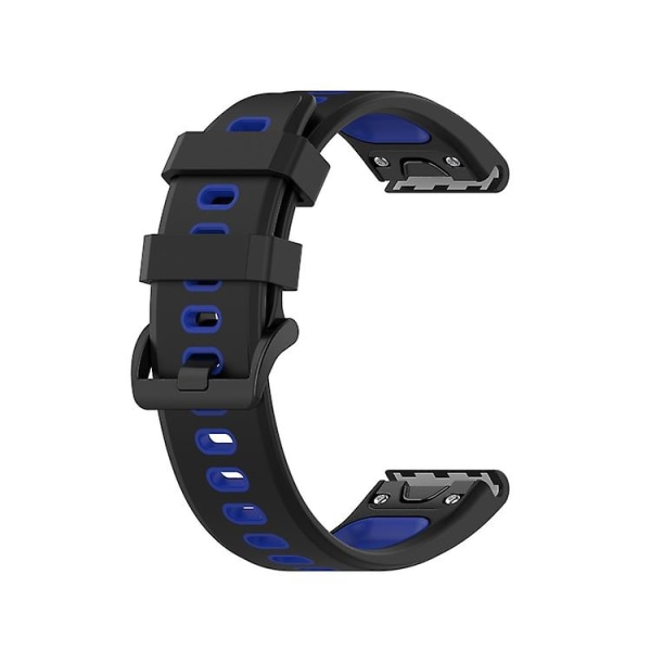 Til Garmin Fenix ​​6 tofarvet silikone urrem Black Blue