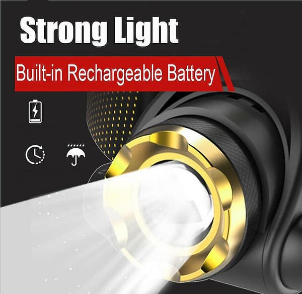 990000lm Led hodelykt Oppladbar hodelykt Zoombar hodelykt Lommelykt EU Plug