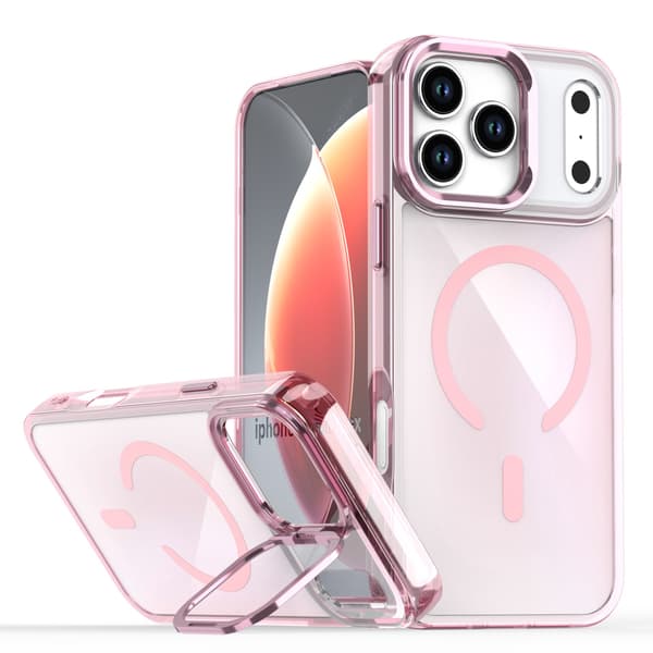 Etui til iPhone 17 Pro Max, gradient beskyttelsesetui med brakett, rosa