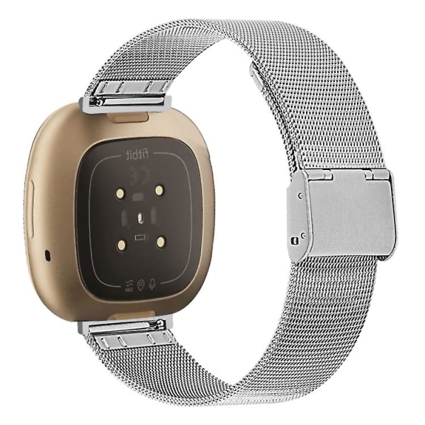 Til Fitbit Versa 3 / Sense Milan Buckle Metal Watch Band Silver