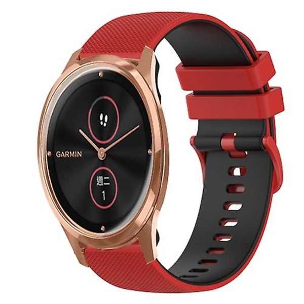 Til Garminmove Luxe 20 mm ternet tofarvet silikoneurrem Red-Black