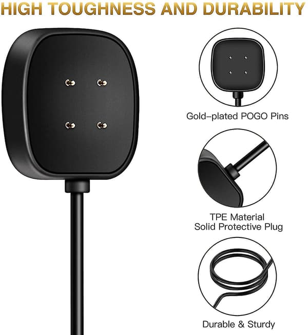 [2-pack] opladerkabel kompatibelt med Fitbit Sense/fitbit Versa 3, erstatnings USB-opladningsvugge Dockstativkabel til Smart Watch Sense/versa 3(3.3)