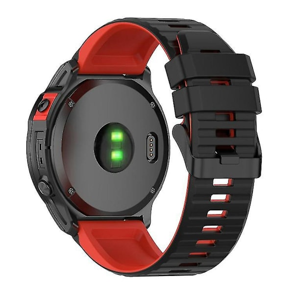 Til Garmin Fenix 7 22mm To-farvet silikoneur Black Red