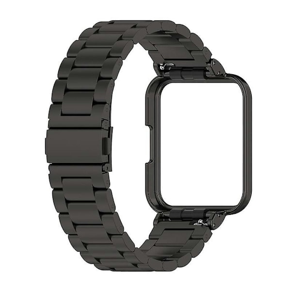 For Xiaomi Redmi Watch 2 Lite Metall Tre Perler Rem Armbånd + Urkasse Black