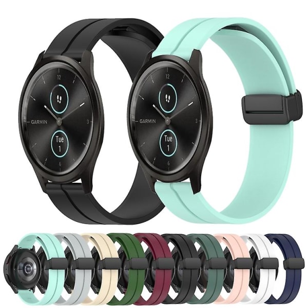 For Garmin Garminmove Style 20 mm ensfarget magnetisk lås silikonklokkerem White