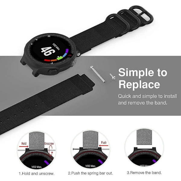 Tykk lerret nylonrem for Garmin Fenix 5/fenix 6 (22mm svart)