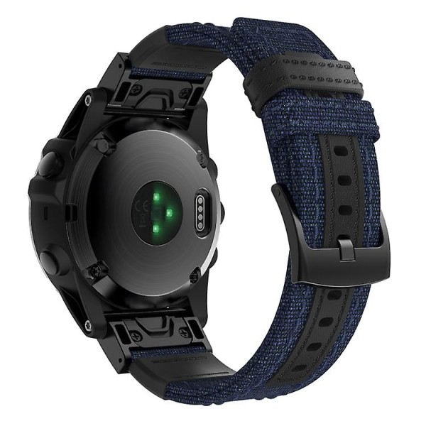 Watch av canvas och läder för Garmin Fenix5x Plus Fenix3, handledsrem Storlek: 150+110 mm Blue