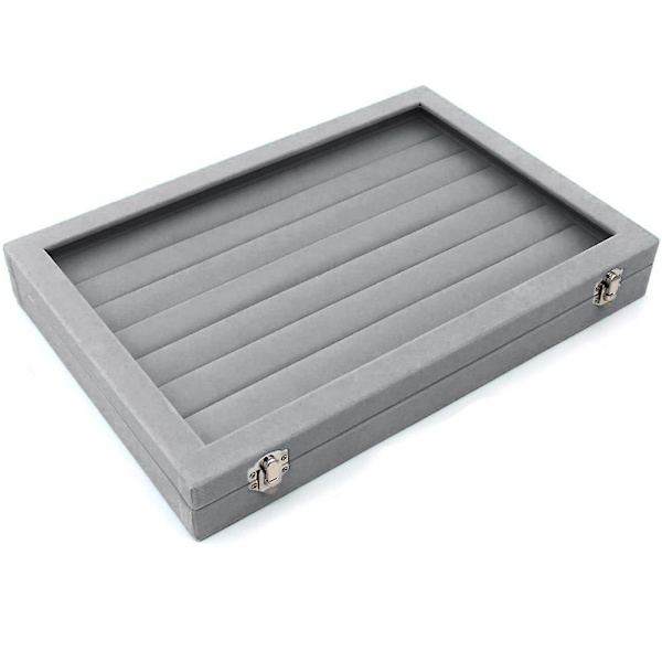 Sormuksen säilytyslaatikko-korurasia sormuksille-lasikansi case Grey
