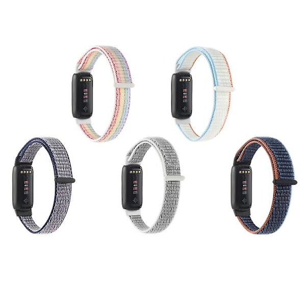 För Fitbit Luxe Nylon Loop Strap Watch Band White