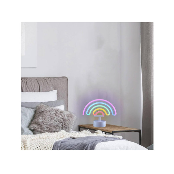 Regnbågs Neonljus med Stativ, USB- eller Batteridriven LED-lampa, Dekoration för Bord, Sovrum och Vägg