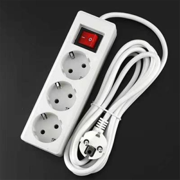 Socket Strip - Ekstra flat pluggkabelbryter Multiple socket med barnebeskyttelse flat pluggkontaktstrip Three socket 3M