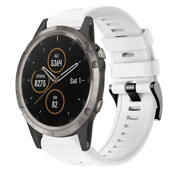 Til Garmin Fenix ​​5 metalspænde ensfarvet silikoneurrem White