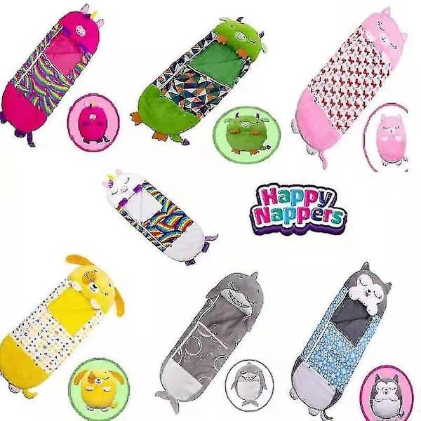 Børns sovepose foldbar legeseng Cartoon Animal Pattern Game sovepose pude Grey 160*60