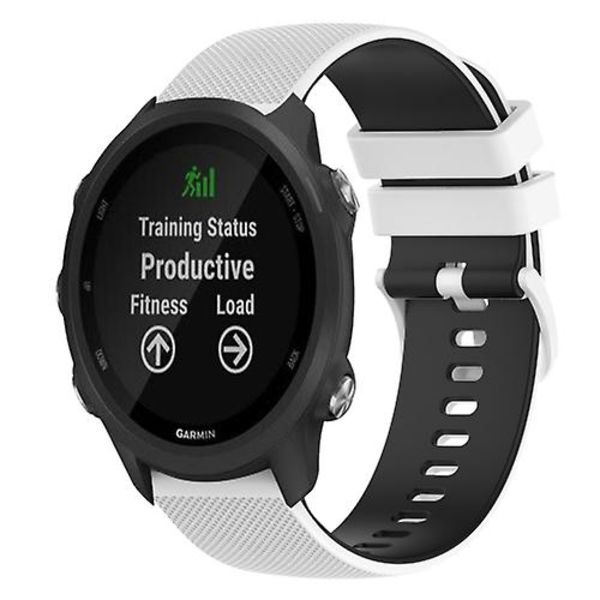 Til Garmin Forerunner 245 Music 20 mm ternet tofarvet silikoneurrem White-Black