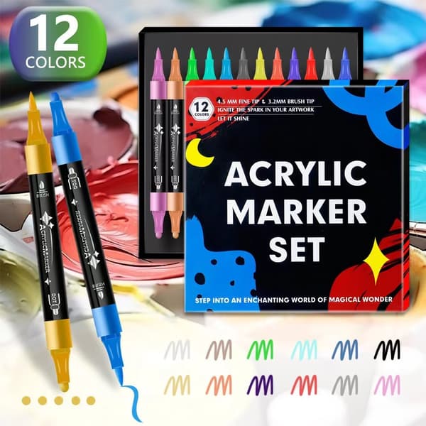 Akryylimaalitussit DIY-piirustustussi, 12 väriä