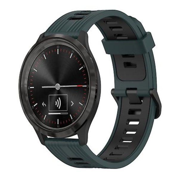 For Garminmove 3 20 mm vertikalt mønster tofarget silikonklokkebånd Olive Green - Black