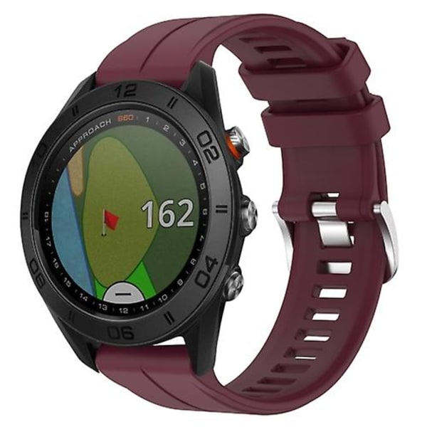 For Garmin Approach S60 22 mm ensfarget silikonklokkerem Burgundy