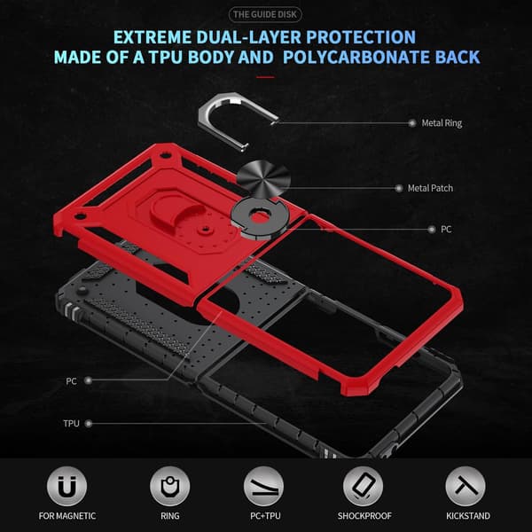 Skal för Samsung Galaxy Z Flip 7, fallsäkert, militärgrön