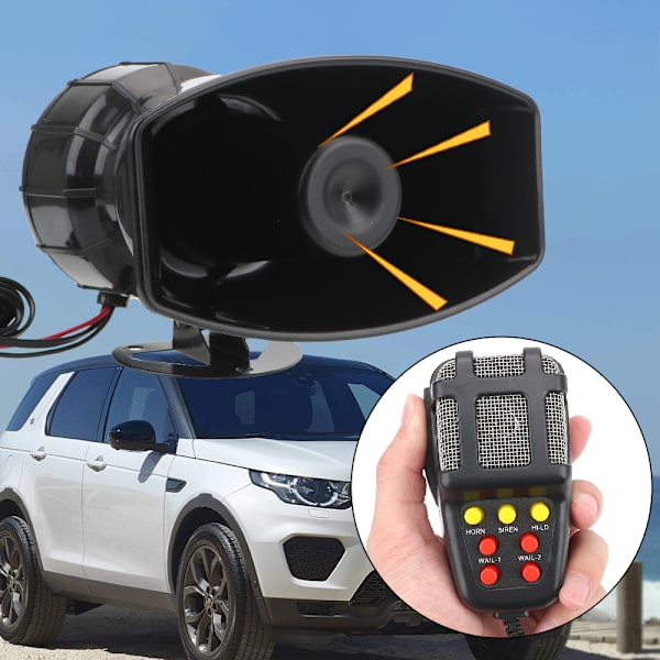 Politi Sirene Lufthorn Megafon Tone Bil Advarsel Alarm Højttalere Højt Mic PA System Nødforstærker Hooter 12V 100W Bilhorn