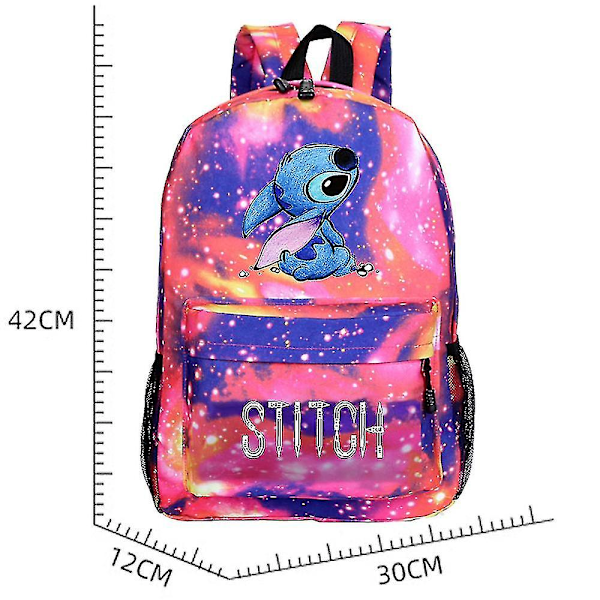 Lilo & Stitch Ryggsekk Skoleveske Studenter Ryggsekk Barn Gutter Jenter Reiseveske Gave C