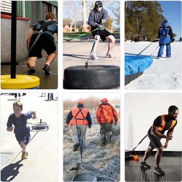 Slädharnesk Däckdragande Sele, Slädaxelsele Justerbar Fitness Workout Motståndshastighetsträningstränare Bälte med Dragsnöre