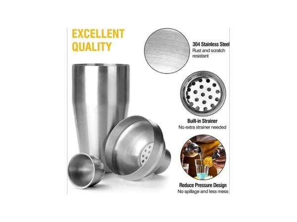 Cocktail Shaker Sæt 6 stk til Professionelle Bartendere Begyndere Rustfrit Stål Shakers 750ml