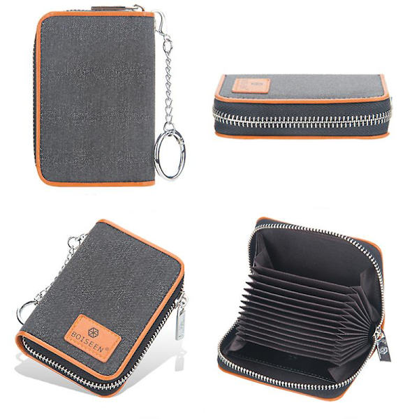 Kreditkort Pung Lynlås Kort Etuier Holder Til Mænd Kvinder Rfid Blocking Key Chain Black