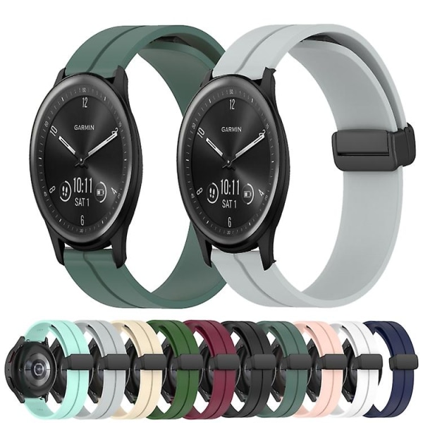 Til Garmin Vivomove Sport 20 mm ensfarvet magnetisk lås silikone urrem White