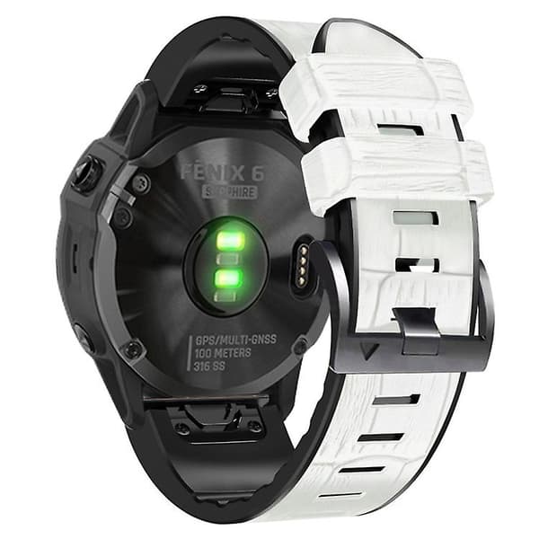 Til Garmin Fenix ​​7/6/5 Crocodile Texture Silikone læderurrem White