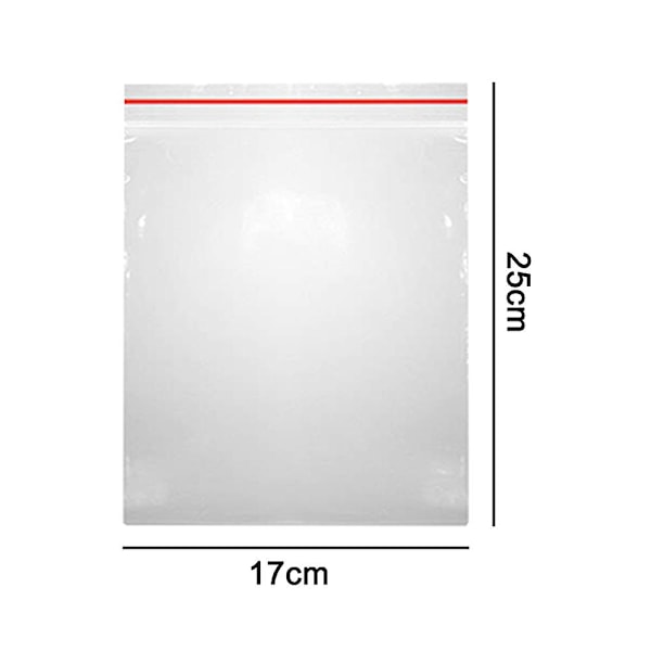 100 stk tykke, gjennomsiktige Ziplock-plastposer i polyetylen, holdbare og gjenlukkbare 17 X 25cm