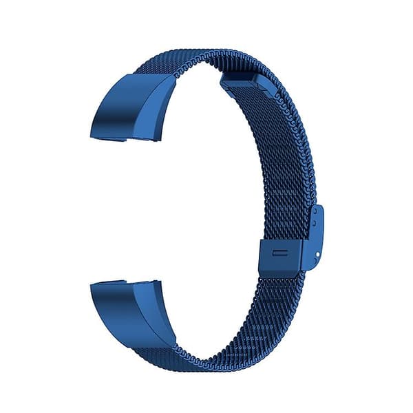 Til Fitbit Alta / Alta Hr / Ace Watch Button Mesh Metal Erstatningsrem Urrem Dark Blue