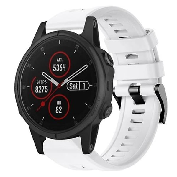 For Garmin Fenix ​​5s Plus metallspenne ensfarget silikonklokkerem White