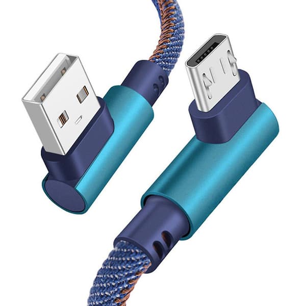 2 stk. Micro USB-kabeloplader Hurtigopladningskabelledning til Samsung Android-mobiltelefon Blue